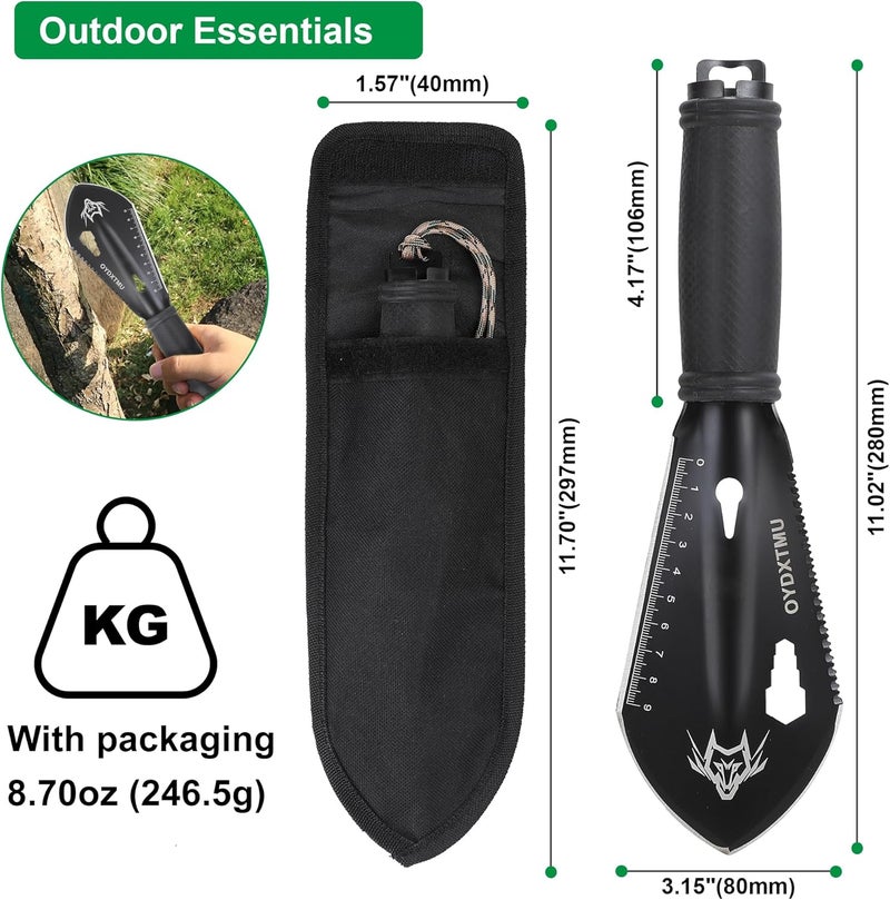 OYDXTMU Small Camping Shovel, 9 in 1 Mini Hand Shovel,Tactical Mini Hand Shovel， Portable Backpacking Hiking Trowel,Ultralight Compact Multitool for Digging, Gardening, Outdoor Camping, Survival - Image 2